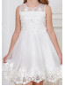 Ivory Beaded Lace Tulle High Low Popular Flower Girl Dress